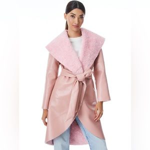 Alice + Olivia Reversible Vegan Leather Shearling Jacket Blush Pink Size 2 NWT